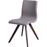 Olga Dining Chair in Taupe Leatherette on Natural Walnut Solid Wood Legs (Set of 2)
